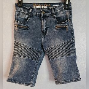 🟡 DENIM & RIVETS Boys 035 338 Zipper Rouched Stretch Shorts 14